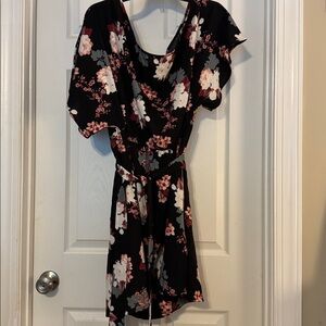 SHEIN Curve Black and Pink Floral Dress